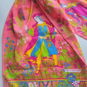 Vintage 60s Giorgio di Sant Angelo middle ages music renaissance scarf 44x15